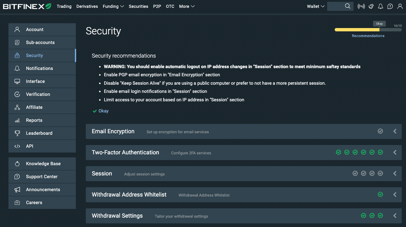Bitfinex Security